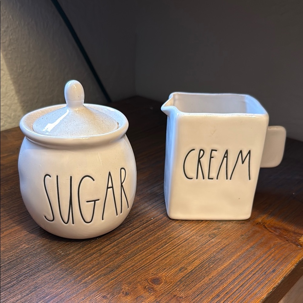 Rae Dunn Cream and Sugar Set - White